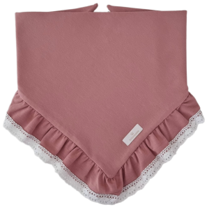 CHUSTA Z KORONKOWĄ FALBANKĄ Pudrowy Róż