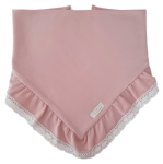 CHUSTA Z KORONKOWĄ FALBANKĄ Jasny Róż