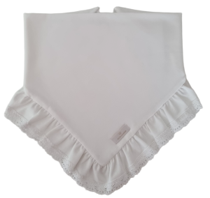 CHUSTA Z KORONKOWĄ FALBANKĄ Śmietankowa Biel