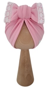 TURBAN KOKARDA Z KORONKĄ Róż