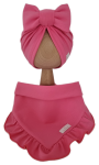 KOMPLET TURBAN POJEDYNCZY KOKARDA I CHUSTA Z FALBANKĄ Barbie