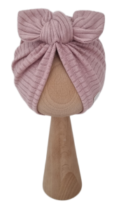 TURBAN MOTYLEK sweterek prążek Pudrowy Róż 