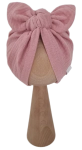 TURBAN MUŚLINOWY MOTYLEK Pudrowy Róż