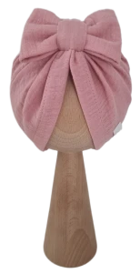 TURBAN MUŚLINOWY KOKARDA Pudrowy Róż