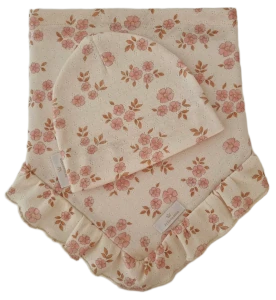 LETNI KOMPLET POJEDYNCZA CZAPKA I POJEDYNCZA CHUSTA Z FALBANKĄ Ażurek Retro Daisy