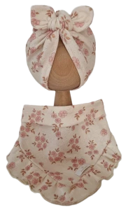 LETNI KOMPLET AŻURKOWY POJEDYNCZY TURBAN MOTYLEK I POJEDYNCZA CHUSTA Z FALBANKĄ Retro Daisy