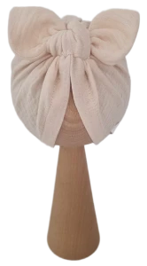 TURBAN MUŚLINOWY MOTYLEK Jasny Beż