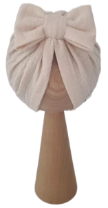 TURBAN MUŚLINOWY KOKARDA Jasny Beż