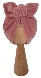 WELUROWY TURBAN MOTYLEK Pastelowy Róż