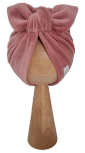 WELUROWY PODWÓJNY TURBAN MOTYLEK Pastelowy Róż