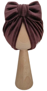 WELUROWY TURBAN KOKARDA Czekolada