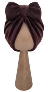 WELUROWY PODWÓJNY TURBAN KOKARDA Czekolada