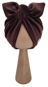 WELUROWY TURBAN MOTYLEK Czekolada