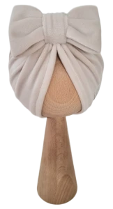 WELUROWY TURBAN KOKARDA Jasny Beż