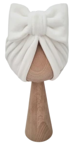 WELUROWY PODWÓJNY TURBAN KOKARDA Ecru