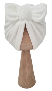 WELUROWY PODWÓJNY TURBAN MOTYLEK Ecru