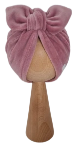 WELUROWY TURBAN MOTYLEK Brudny Róż