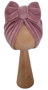 WELUROWY TURBAN KOKARDA Brudny Róż