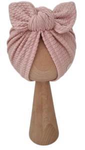 JESIENNY TURBAN MOTYLEK DZIANINA SOFT Róż