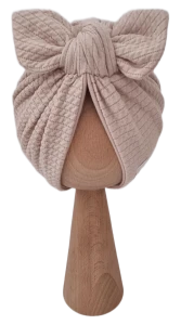 JESIENNY PODWÓJNY TURBAN MOTYLEK DZIANINA SOFT Beż