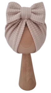 JESIENNY TURBAN KOKARDA DZIANINA SOFT Beż
