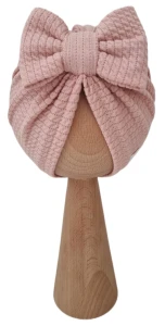 JESIENNY TURBAN KOKARDA DZIANINA SOFT Róż