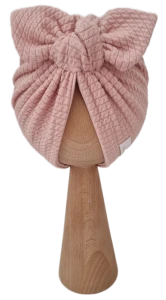 JESIENNY PODWÓJNY TURBAN MOTYLEK DZIANINA SOFT Róż