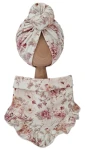 KOMPLET TURBAN POJEDYNCZY DONUT I CHUSTA Z FALBANKĄ Jesienne Kwiaty
