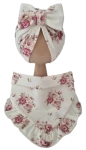 KOMPLET TURBAN POJEDYNCZY KOKARDA I CHUSTA Z FALBANKĄ Romantic Roses
