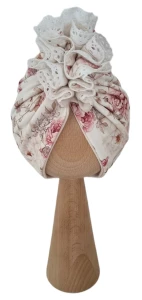 TURBAN PODWÓJNY FALBANKA Z KORONKĄ Jesienne Kwiaty