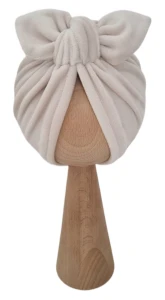 WELUROWY TURBAN MOTYLEK Jasny Beż