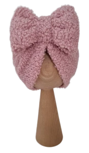 ZIMOWY TURBAN KOKARDA BOUCLE Pudrowy Róż