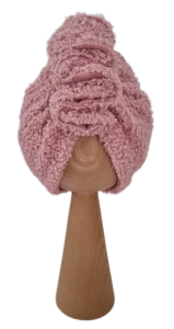 ZIMOWY TURBAN FALBANKA BOUCLE Pudrowy Róż 