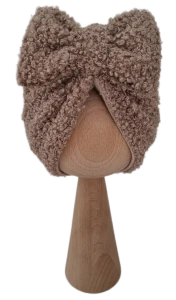 ZIMOWY TURBAN KOKARDA BOUCLE Ciemny Beż