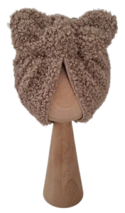 ZIMOWY TURBAN MOTYLEK BOUCLE Ciemny Beż 