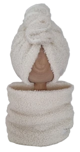 ZIMOWY KOMPLET TURBAN FALBANKA BOUCLE I KOMIN Ecru 