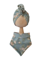 Komplet Turban pojedynczy i chusta Vintage Roses Niebieski (2).png