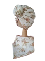 Komplet turban podwójny Donut i chusta Vintage Roses Biel (2) (Copy).png